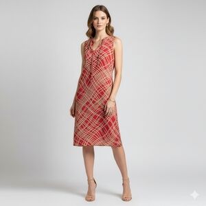 Louben Sleevless Pumpkin Color Midi Dress With Ties Size 10